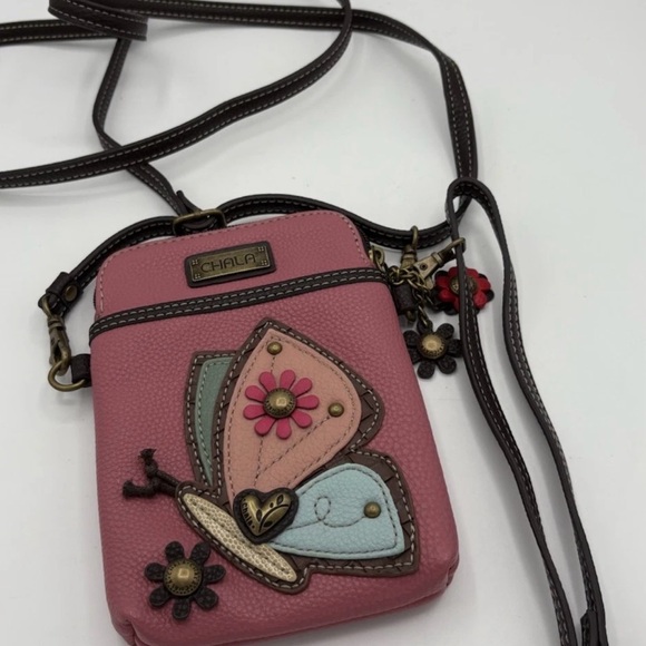 Chala Crossbody Zip Wallet Wristlet Cell Phone Bag Butterfly PETA approved VEGAN - Picture 2 of 7